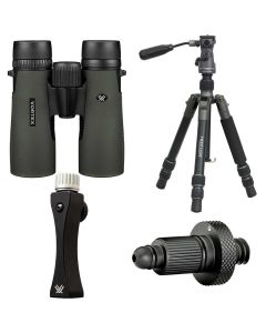 Vortex Diamondback HD Binocular With BlackOvis Treeline Aluminum Tripod And Vortex Pro Binocular Adapter
