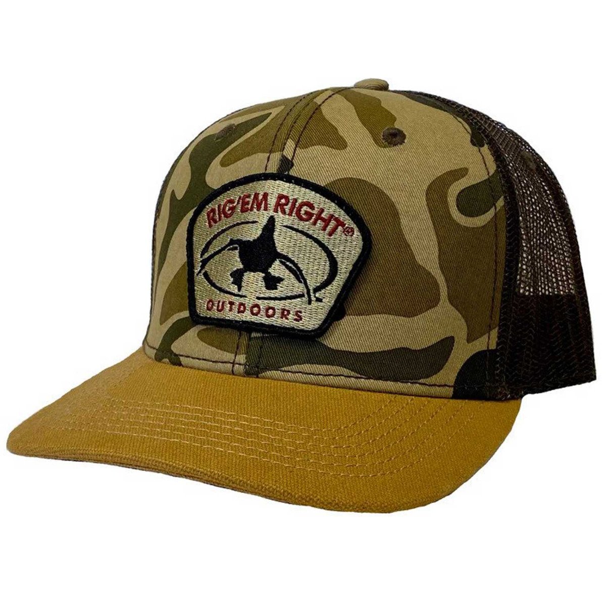 Rig 'Em Right Old School Camo Duck Logo Hat