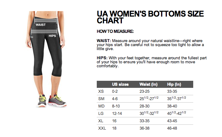 Under Armor Pants Size Chart