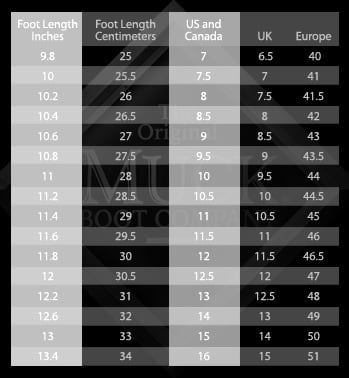 muck boot sizing